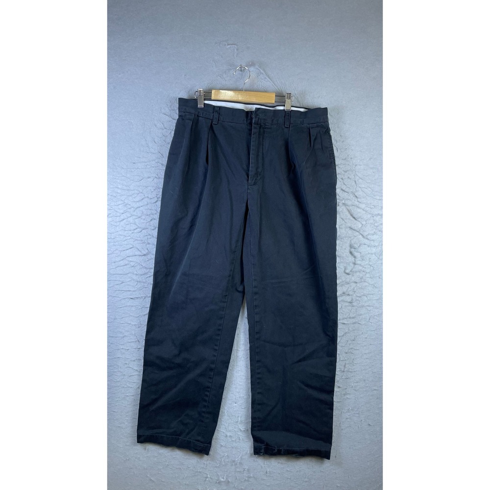 Polo Ralph Lauren Chinos Mens 34x28 Navy Blue Excellent Pleated Classic Fit